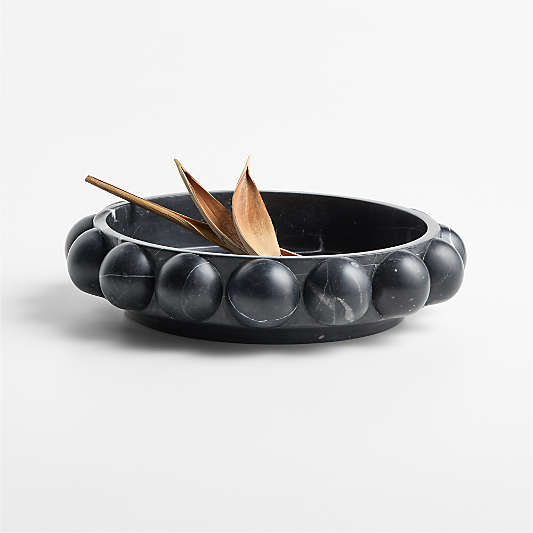 Tie Break Round Black Marble Centerpiece Bowl by Venus Williams