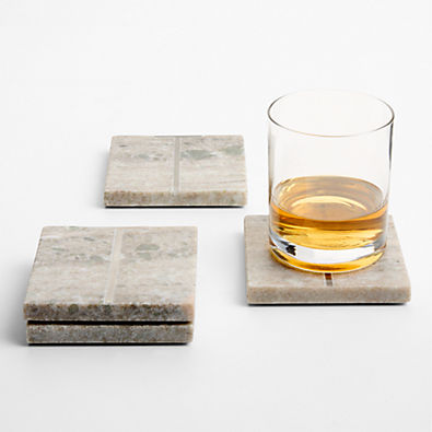 View Tuscan Kitchen Marble "T" Monogram Coasters, Set of 4 details