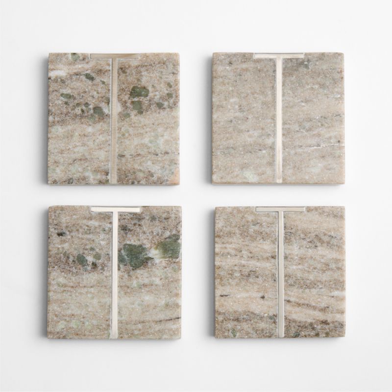 Tuscan Kitchen Marble "T" Monogram Coasters, Set of 4 - image 3 of 4