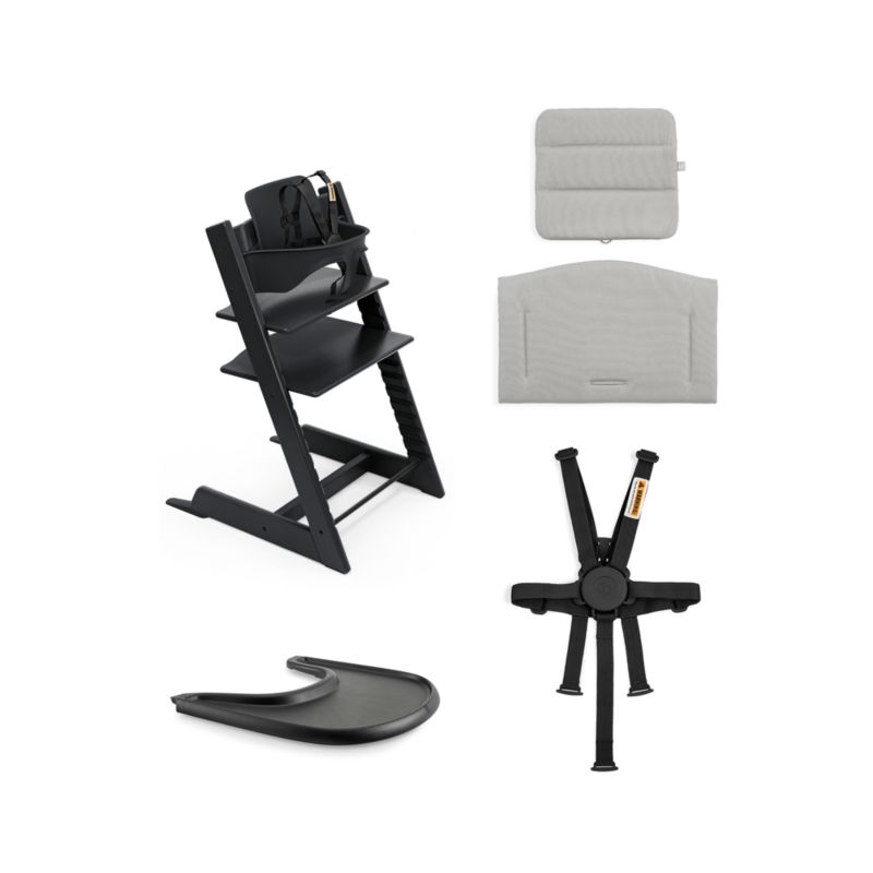 Stokke Tripp Trapp Complete Black Wood Baby High Chair with Grey Cushion and Black Stokke Tray - image 2 of 6