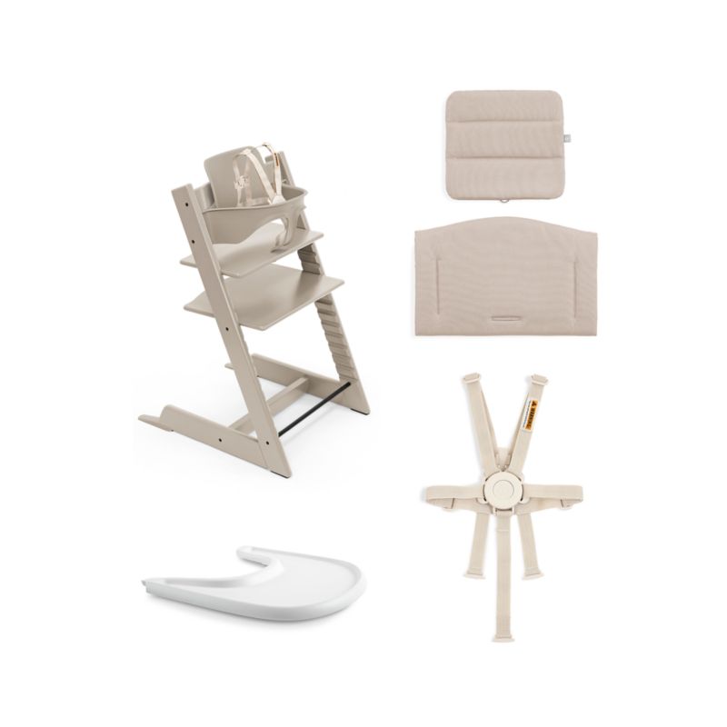 Stokke Tripp Trapp Complete Grey Wood Baby High Chair with Grey Cushion and White Stokke Tray - image 2 of 6