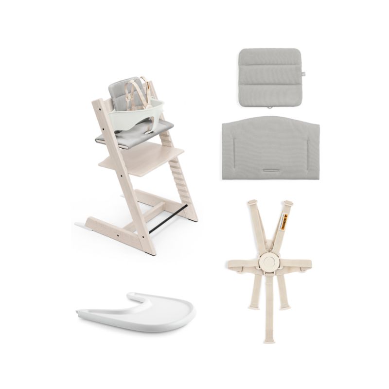 Stokke Tripp Trapp Complete Whitewash Wood Baby High Chair with Grey Cushion and White Stokke Tray - image 2 of 6