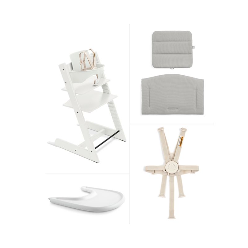 Stokke Tripp Trapp Complete White Wood Baby High Chair with Grey Cushion and White Stokke Tray - image 2 of 6
