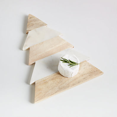 View Taiga Holiday Small Wood and Marble Tree Serving Board details