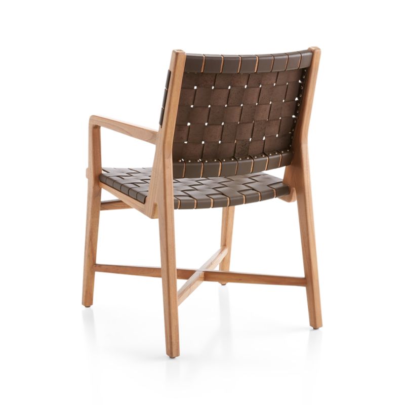 Taj Brown Woven Leather Dining Chair with Arms - image 7 of 12