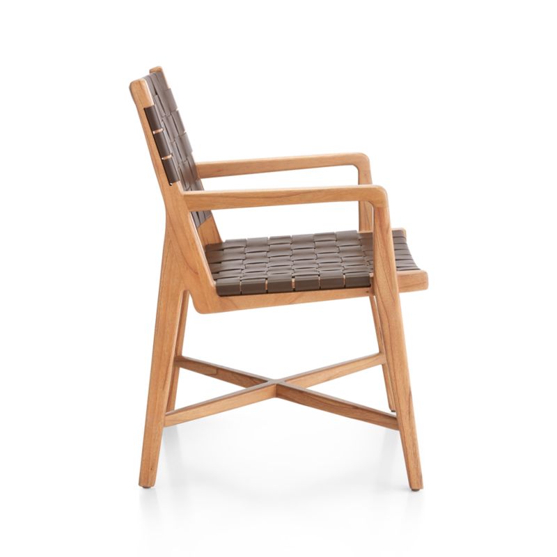 Taj Brown Woven Leather Dining Chair with Arms - image 6 of 12