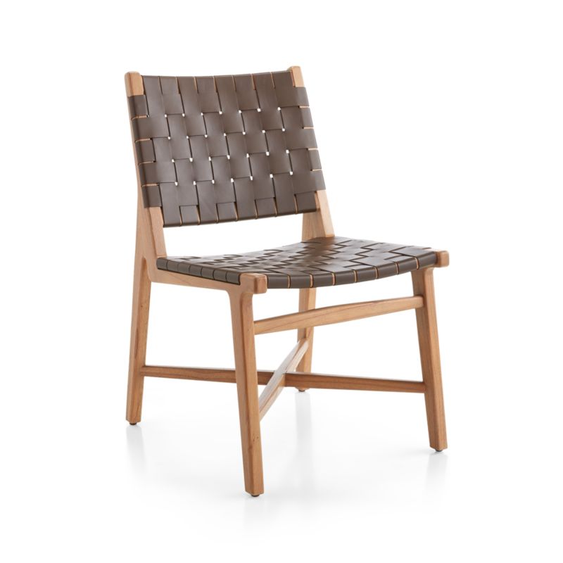 Taj Brown Woven Leather Dining Chair