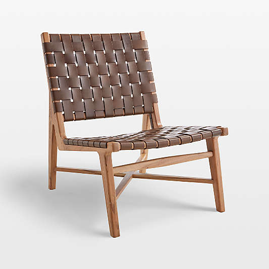 Taj Brown Woven Leather Strap Accent Chair