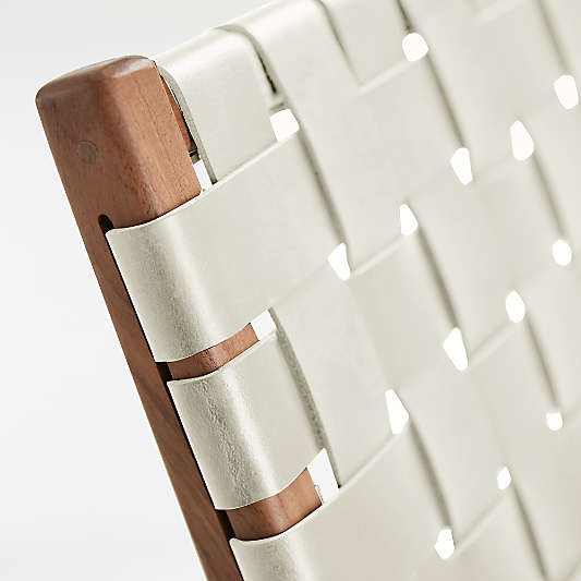 Taj White Woven Leather Strap Accent Chair