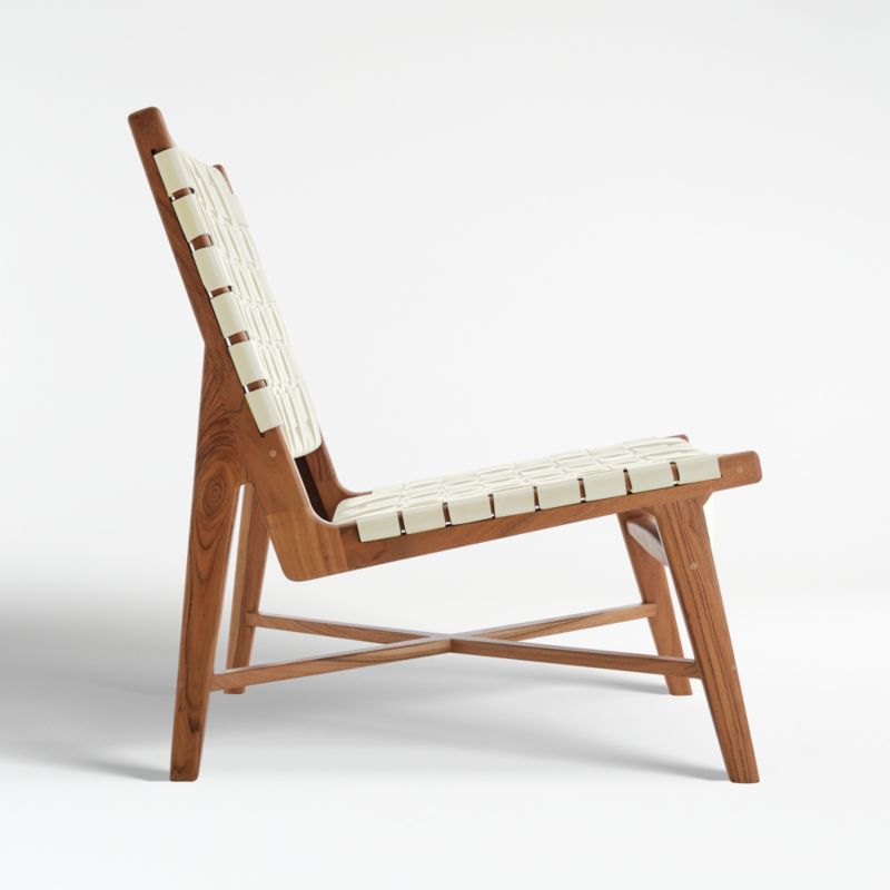 Taj White Woven Leather Strap Accent Chair - image 5 of 11
