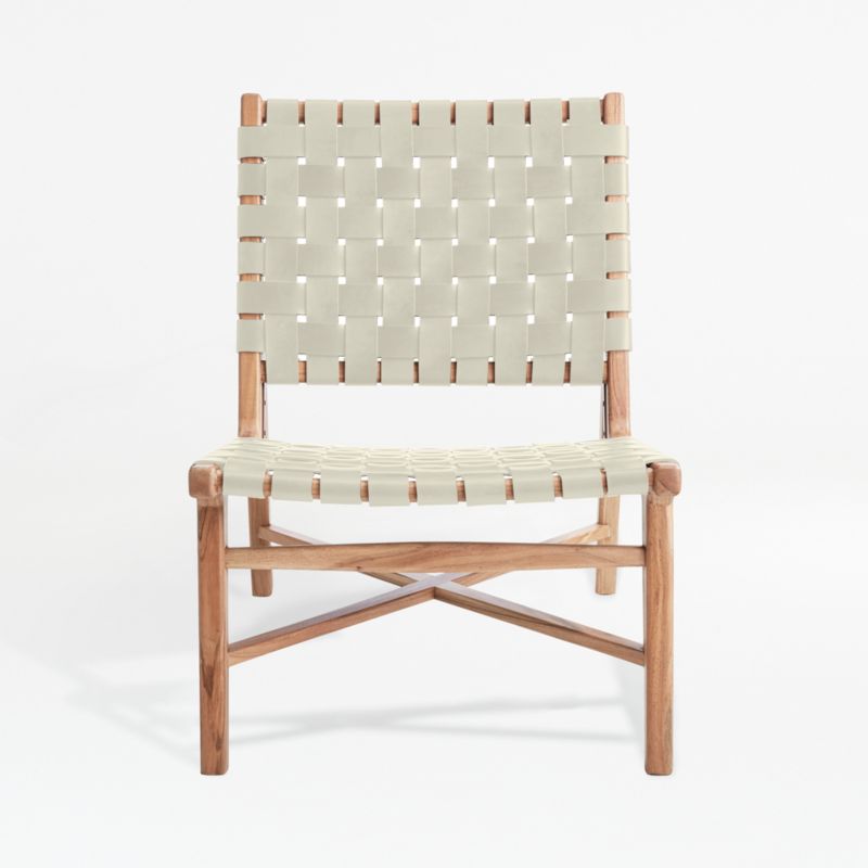 Taj White Woven Leather Strap Accent Chair - image 4 of 11