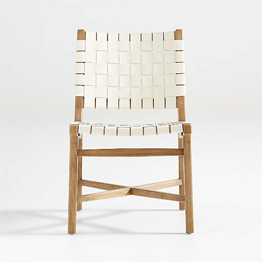 Taj White Leather Side Chair