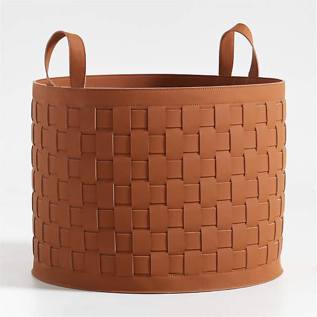 Taka Large Woven Vegan Leather Basket | Crate & Barrel Canada