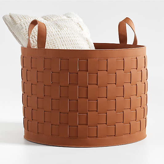 Taka Medium Woven Vegan Leather Basket