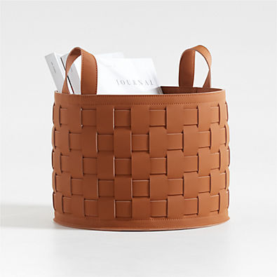 View Taka Small Woven Vegan Leather Basket details
