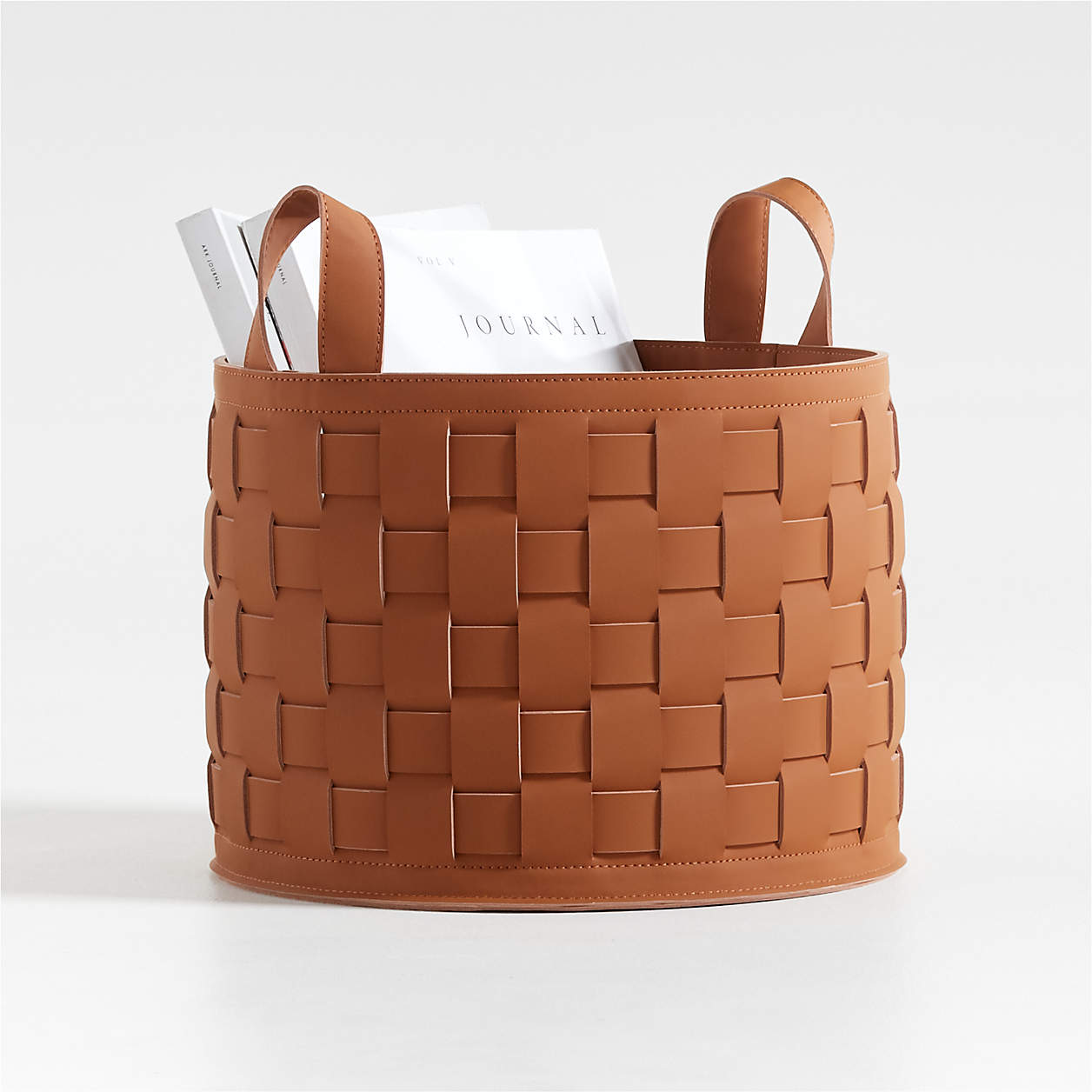 Taka Woven Vegan Leather Baskets Crate & Barrel
