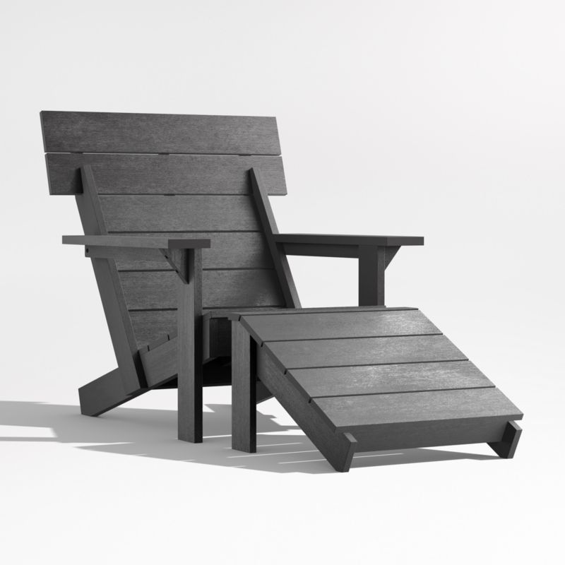 Takagi Black Recycled Outdoor Adirondack Chair with Ottoman - image 0 of 6