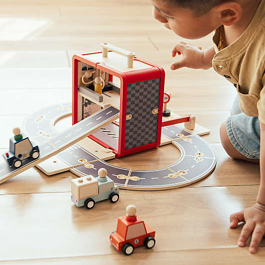 Wonder & Wise by Asweets Wooden Toddler Garage with Cars Toy
