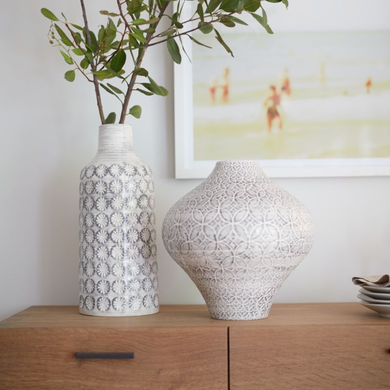 Taline White Glazed Stoneware Vase - image 3 of 14