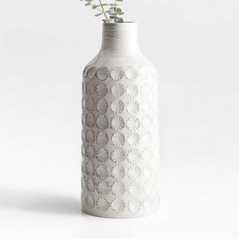 Taline White Glazed Stoneware Vase - image 0 of 14