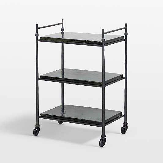 Talon 23" Black Smoked Cast Glass Bar Cart