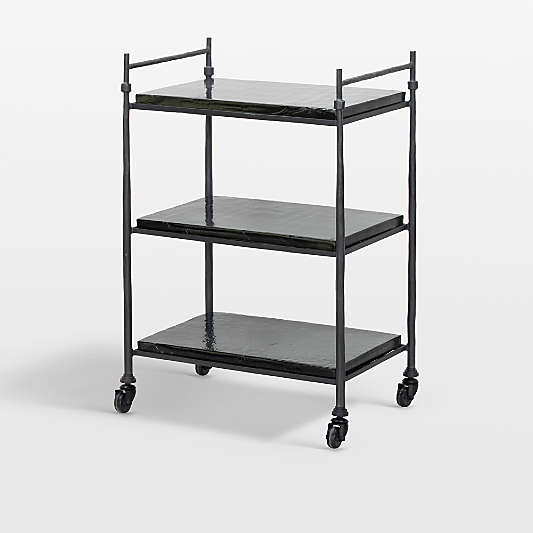 Talon 23" Black Smoked Cast Glass Bar Cart