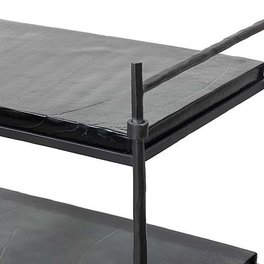 Talon 23" Black Smoked Cast Glass Bar Cart