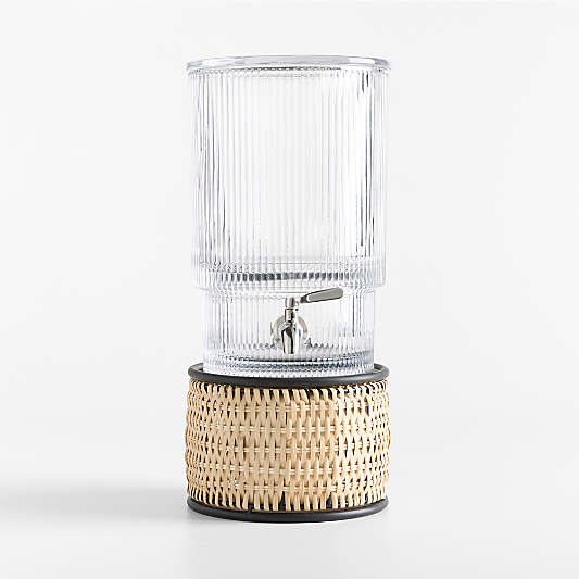 Atwell 1.7-Gallon Ribbed Glass Drink Dispenser with Tamarind Stand Set