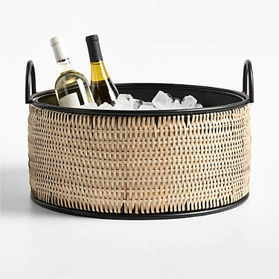 Tamarind Black Rim Wicker Beverage Tub