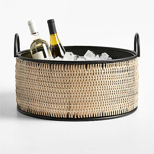 Tamarind Black Rim Wicker Beverage Tub