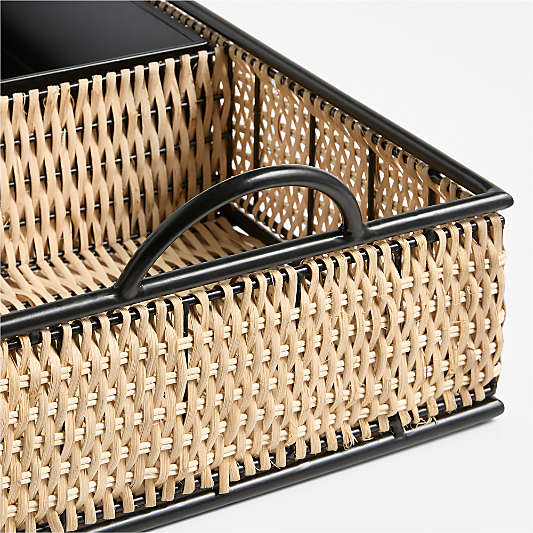 Tamarind Black Rim Wicker Drink Station