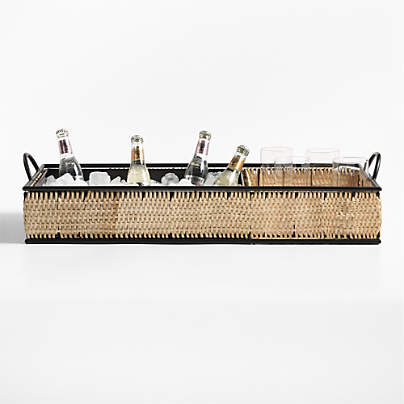 Tamarind Black Rim Wicker Drink Station
