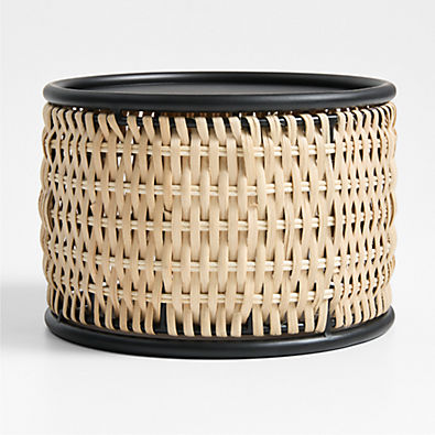 View Tamarind Black Rim Wicker Dispenser Stand details