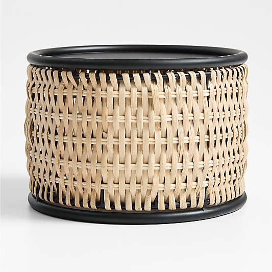 Tamarind Black Rim Wicker Dispenser Stand