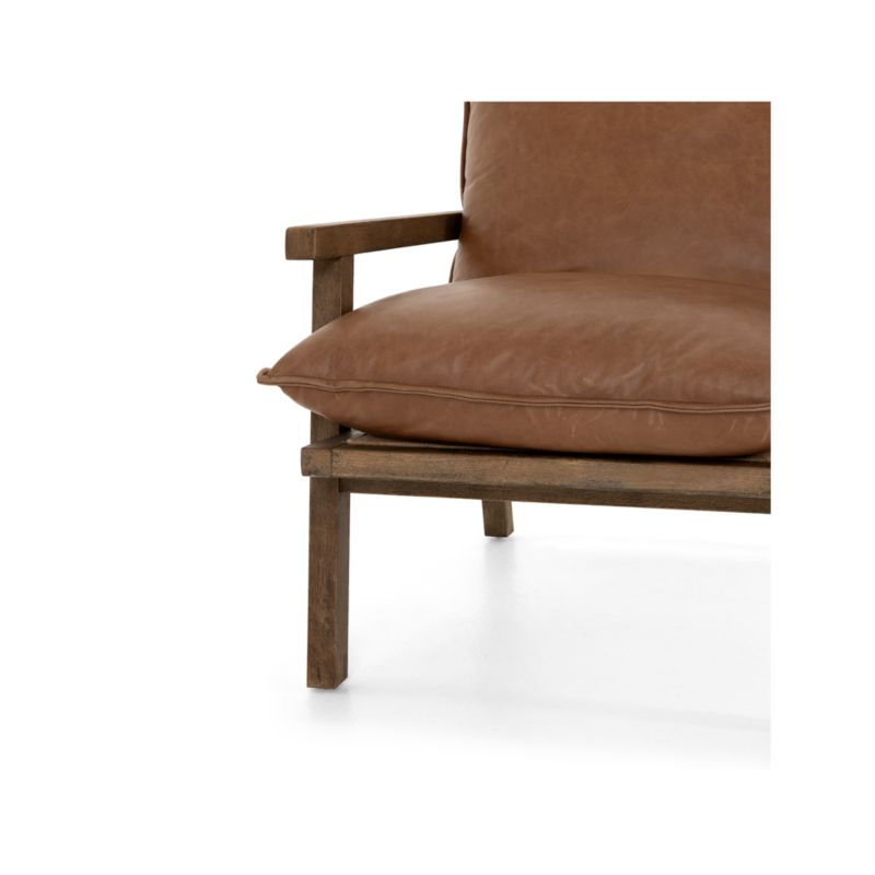 Orion Contemporary 27'' Brown Leather Accent Chair with Ladder-Back