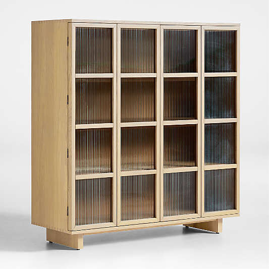 Tansu Glass and Oak Storage Cabinet