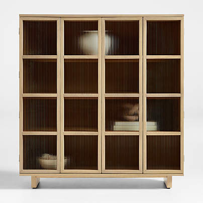 Tansu 48" Glass and Oak Storage Display Cabinet