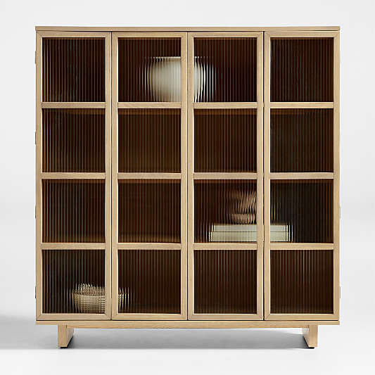 Tansu Glass and Oak Storage Cabinet