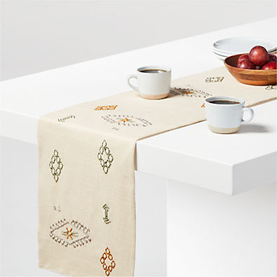 View Marasusa Cream Embroidered Table Runner 90" details