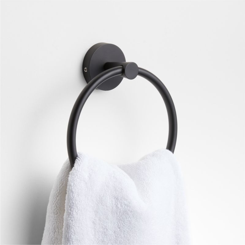 Tapered Matte Black Bathroom Hand Towel Ring + Reviews | Crate & Barrel