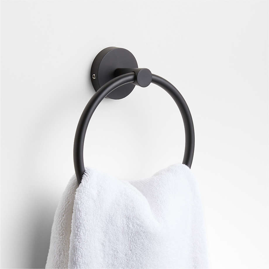 Tapered Matte Black Bathroom Hand Towel Ring Crate & Barrel