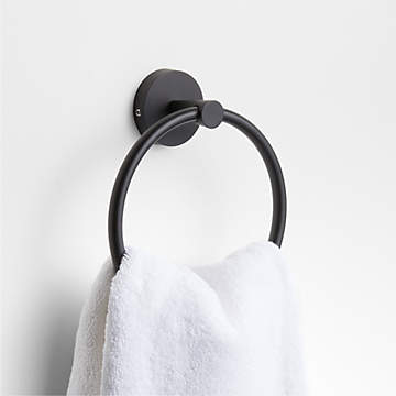 Modern Fluted Matte Black Bathroom Hand Towel Ring, Crate & Barrel in 2023