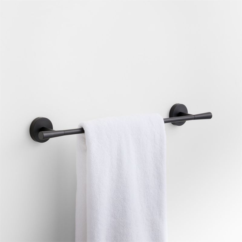 Tapered Matte Black Bath Towel Bar 18"