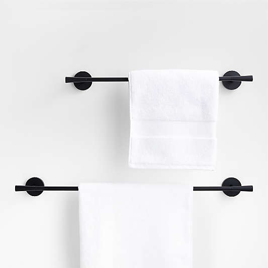 Tapered Matte Black Bath Towel Bars