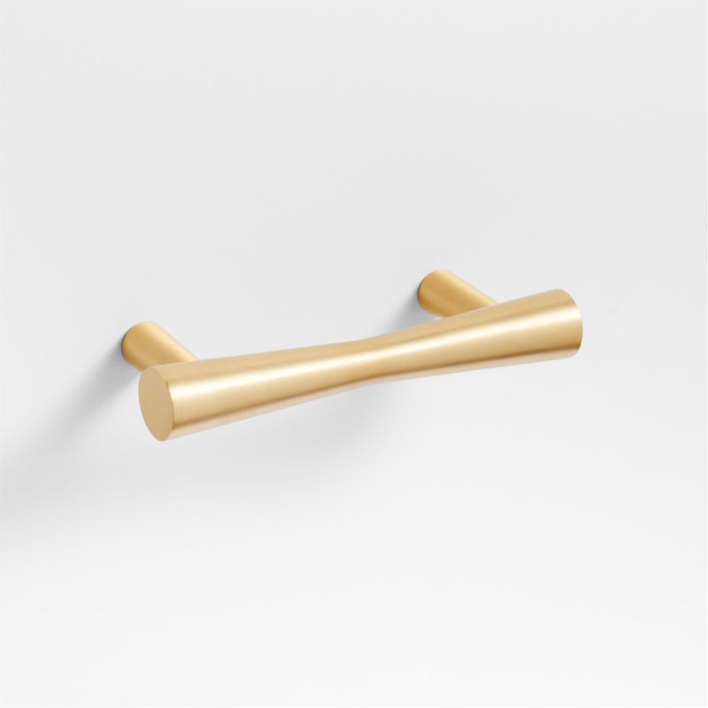 Tapered 3" Brushed Brass Cabinet Drawer Bar Pull