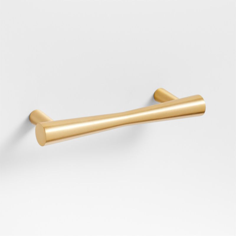 Tapered 4" Brushed Brass Cabinet Drawer Bar Pull