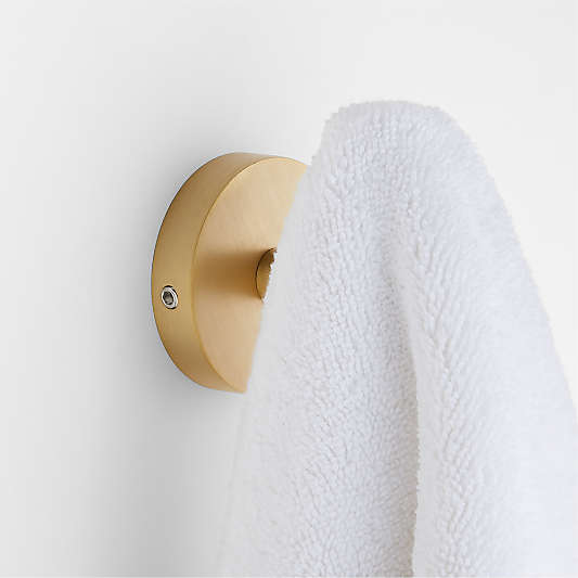 Tapered Brushed Brass Bathroom Towel Hook