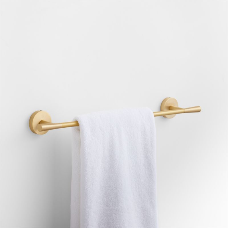 Tapered Brushed Brass Bath Towel Bar 18"