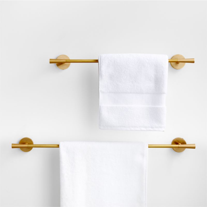 Tapered Brushed Brass Bath Towel Bar 18"