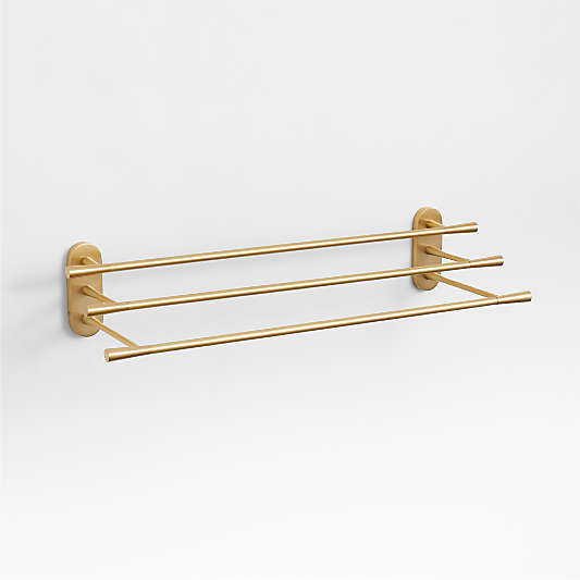 Tapered Brushed Brass Wall-Mounted Bathroom Towel Rack